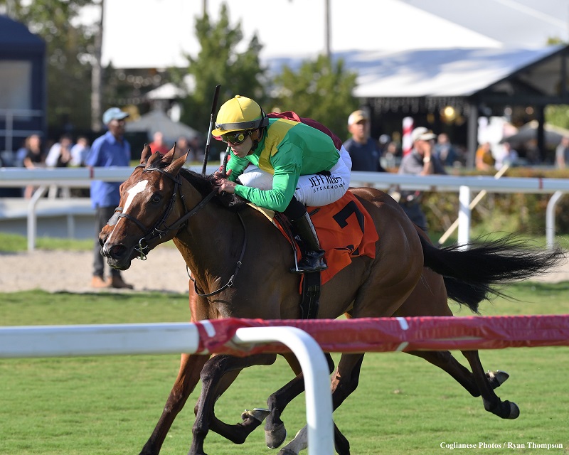 Ozara captures the 2023 Wait A While S. at Gulfstream Park - Ryan Thompson photo